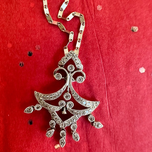 100% DIAMONDS 18K WHITE GOLD NECKLACE/ MADE IN ITALY - Picture 12 of 16